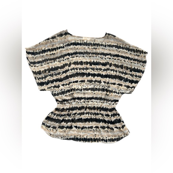 Studio Works Cream / Black/ Tan Sheer Blouse Women Size M (Medium) - Picture 8 of 9